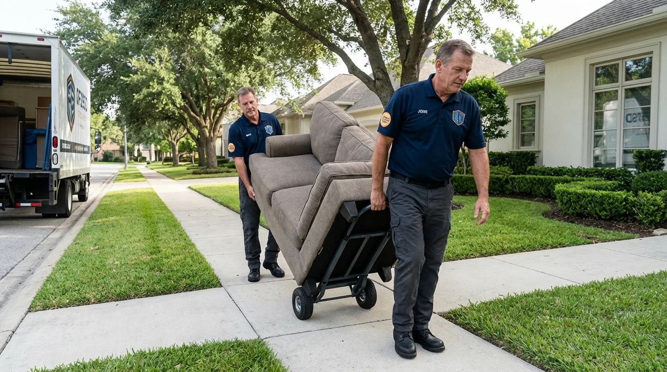 Local residential moving crew loading furniture in Cranston, RI